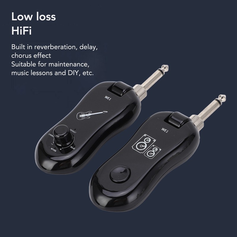 Black Guitar Wireless Transmitter Receiver Kit with Reverberation Type C