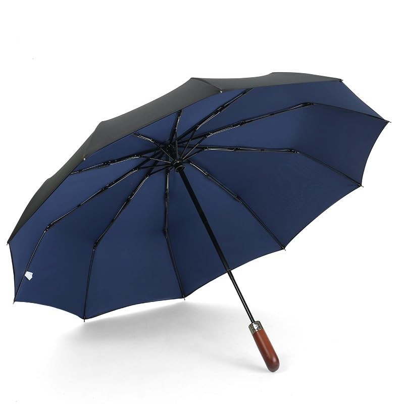 RLXMARTD Wooden Handle Umbrella Black Large Windproof Double Layer Umbrella,
