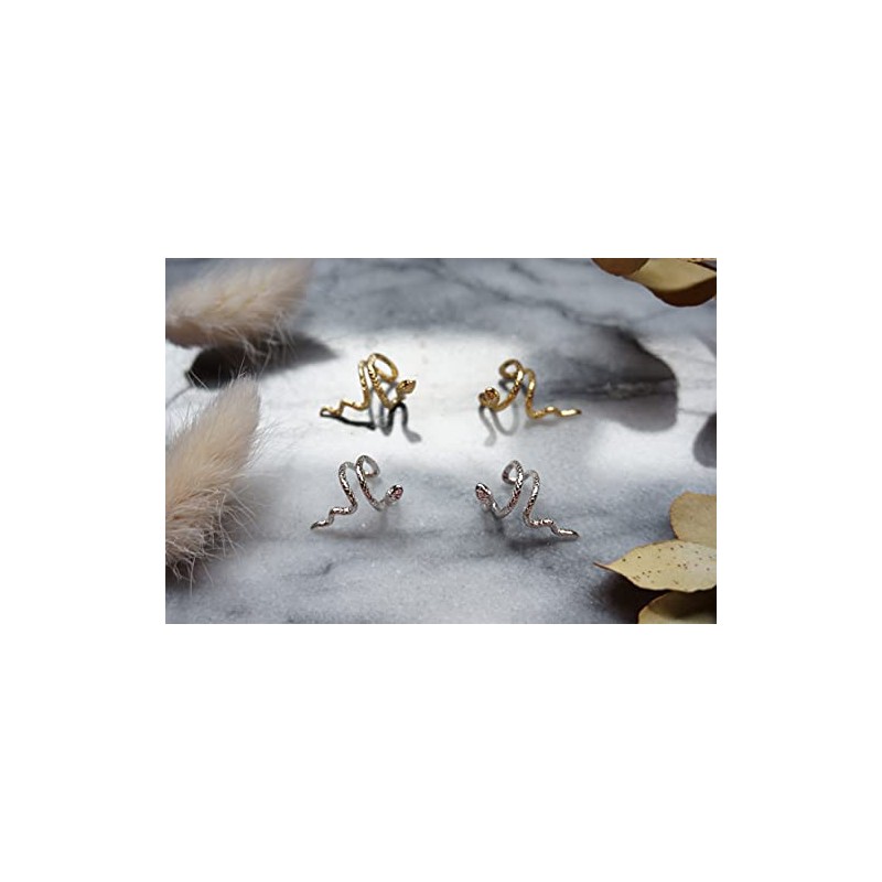 Gold/Silver 925 Sterling Silver Snake Conch Ear Cuff (Silver Left)