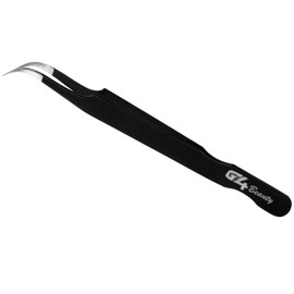 G4 Vision Lash Tweezers Straight & Curved Eyelash Extension Pack of 2 Stainless Steel Makeup Tweezer Tip Fals Tools Black