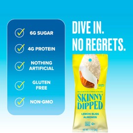 SkinnyDipped Lemon Bliss, Healthy Snack, Plant Protein, Gluten Free, 1.2 Ounce (Pack of 15)