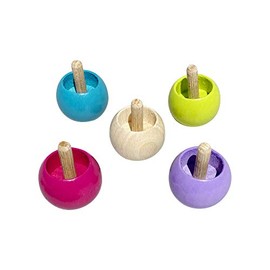 GICO Wooden Reversing Spinning Top Set with 4 Pastel Colours, 1 Natural