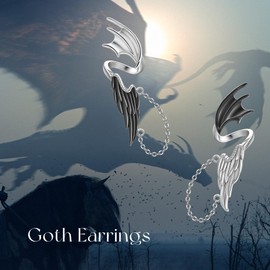 DAYLINLOVE Angel Devil Earrings 925 Sterling Silver Gothic Demon Angel Wings Hanging Earrings Gothic Jewellery Gifts for Women Girls