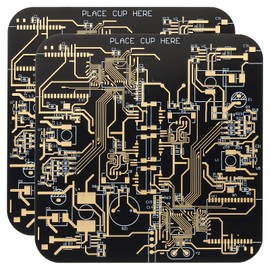 PATIKIL 2pcs Coasters, PCB Coasters Circuit Board Coasters FR-4 Drink Bar Coasters for Drinks Coffee Table Bar Gifts Boy-Friend Men, Black
