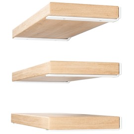 6 Pack Floating Shelf Bracket 10 Inch, Heavy Duty Hidden L Brackets, DIY Rustic Industrial Shelf Brackets with Modern Iron Finish(White)