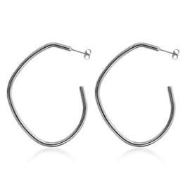 TGNEL Irregular Pure Titanium Hoop Earrings Large Earrings Hoops for Women Men, Fashion Big Tube Open C Hoop Earrings for Sensitive Ears