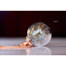 Dandelion Necklace Glitter Rose Gold / Wish Ball Glitter / Star Magic Jewellery / Gift for Her / Wish Chain