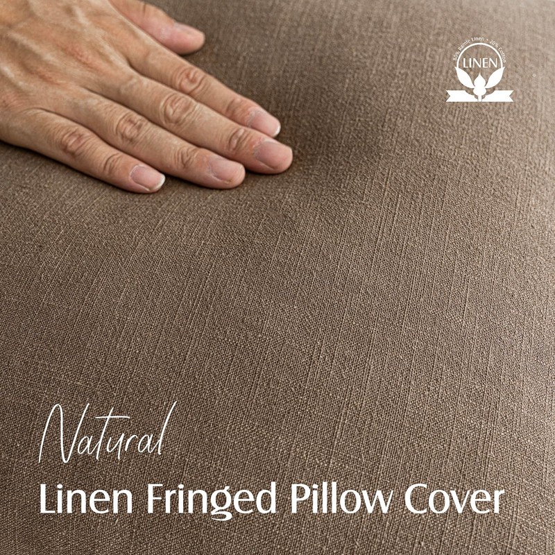 Foindtower Set of 2 Decorative Linen Fringe Throw Pillow Covers