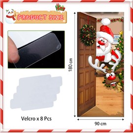 200 x 90 cm Christmas Door Cover Decoration, Christmas Decoration Door Banner, Santa Background Door Hanging, Christmas Decoration, for Home Wall Door Curtain Christmas Party Decoration