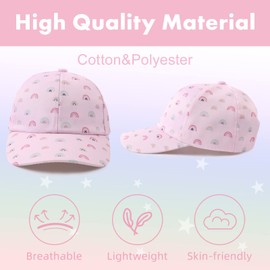 Zsedrut Girls Baseball Cap Kids Cute Sun Hat Adjustable Trucker Hats Toddler Unicorn Ponytail Caps Spring Summer (3-8Y,Pink Rainbow)