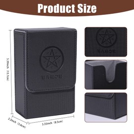 GLOBLELAND Black Tarot Card Case 5.39x3.35 Inch Fold Top Tarot Cards Holder Imitation Leather Tarot Card Box for Standard Size Tarot Cards (3.03x1.67 inch)