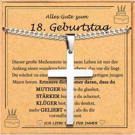 Birthday Gift for Boys, Cross Necklace Gifts for Boys for Birthday, Gifts for 13 16 18 Year Old Boys, Stainless Steel