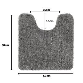 MIULEE Absorbent WC Toilet Rug Non Slip U Shape Bath Mat with High Hydroscopicity Rugs Super Soft Cozy and Shaggy Microfiber Rug Carpet for Bathroom Grey 50 x 50 cm
