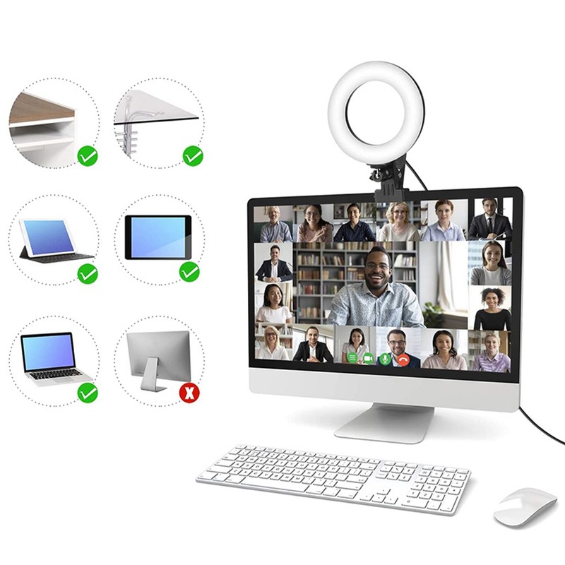 16cm LED USB Circle Light RGB Fill Light with Clamp