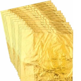 200Pcs Imitation Gold Leaf Sheets, Gold Leaf Sheets for Arts, Gilding Crafting, Decoration, Furniture, Gold Foil Sheets, Gold Flakes for Arts, Gilding Crafting