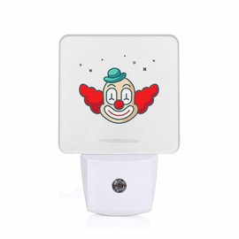 Chrobak LED Night Light,Fun Art Cute Clown Head LED Night Light Plug into Wall with Dusk to Dawn Light Sensor White Energy Efficient Nightlight for Bedroom Bathroom Hallway Living Room Kitchen