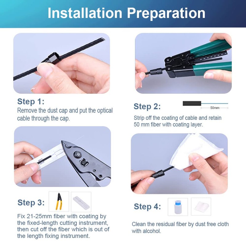 GwliUni 100 Pcs SC Fiber Optical Fast Cold Connector, Single