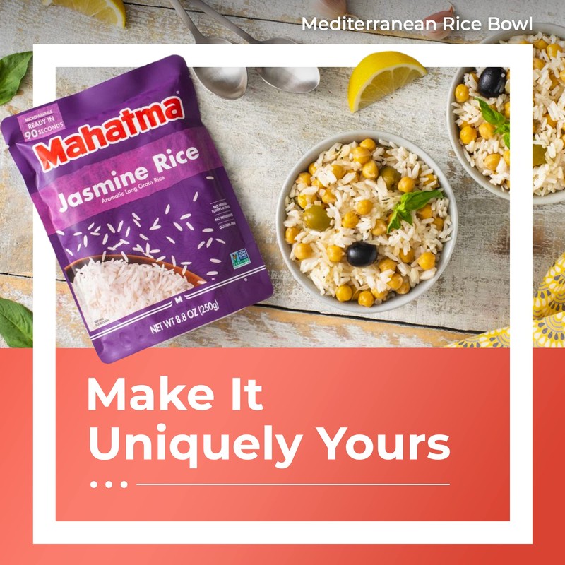 Mahatma Ready to Heat Jasmine Rice, Precooked Rice, Microwaveable in