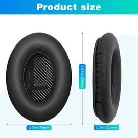 Skythrive Replacement Ear Pads for Bose QuietComfort 35 (QC35), Compatible with Over-Ear Headphones for QuietComfort 35 II / QC35 / QC25 / QC2 / QC15 / Ae2 / Ae2i / Ae2w / SoundTrue/SoundLink (Black)
