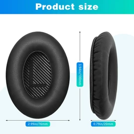 Skythrive Replacement Ear Pads for Bose QuietComfort 35 (QC35), Compatible with Over-Ear Headphones for QuietComfort 35 II / QC35 / QC25 / QC2 / QC15 / Ae2 / Ae2i / Ae2w / SoundTrue/SoundLink (Black)
