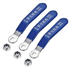 sourcing map Lever Handle Iron Chrome Plated Replacement with Plastic Grip Blue for DN20 Ball Valve