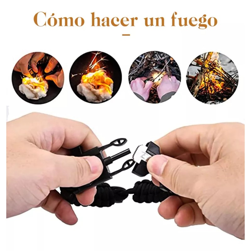 THE9SHOP Pulsera Accesorios Tactica Supervivencia Pedernal Paracord
