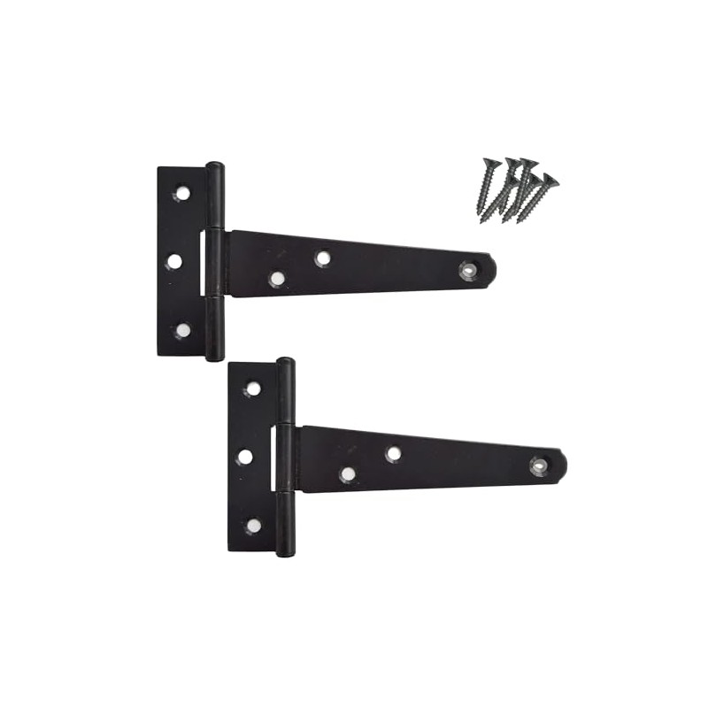 Keypak 2 Pack 100mm (4") T-Hinges Black Japanned, Durable Metal