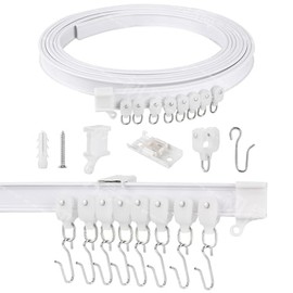 Ceiling Curtain Track Flexible Bendable Ceiling Curtain Rail Set for Window Door Curtain Shower Room Divider Curtains RV (3 Meters)