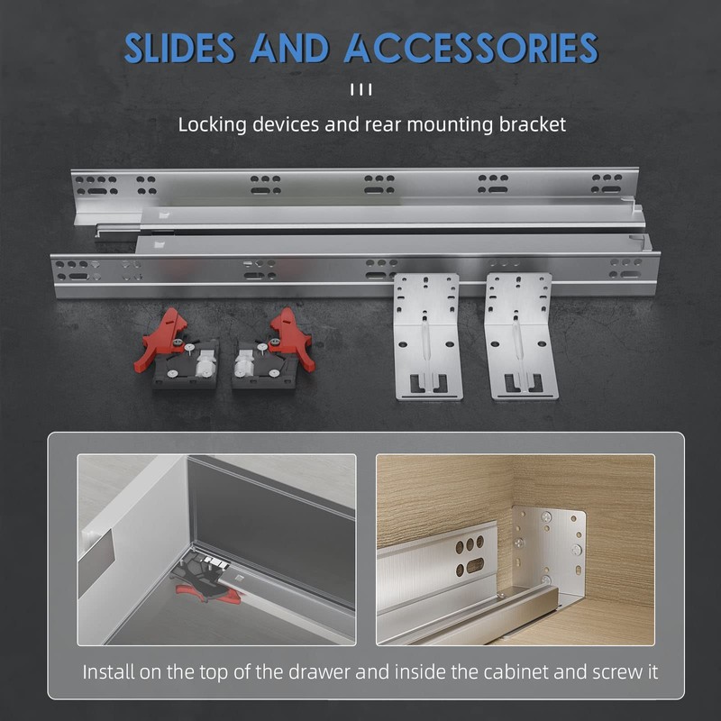 BAIDICE 1 Pair Undermount Soft Close Drawer Slides 9 12