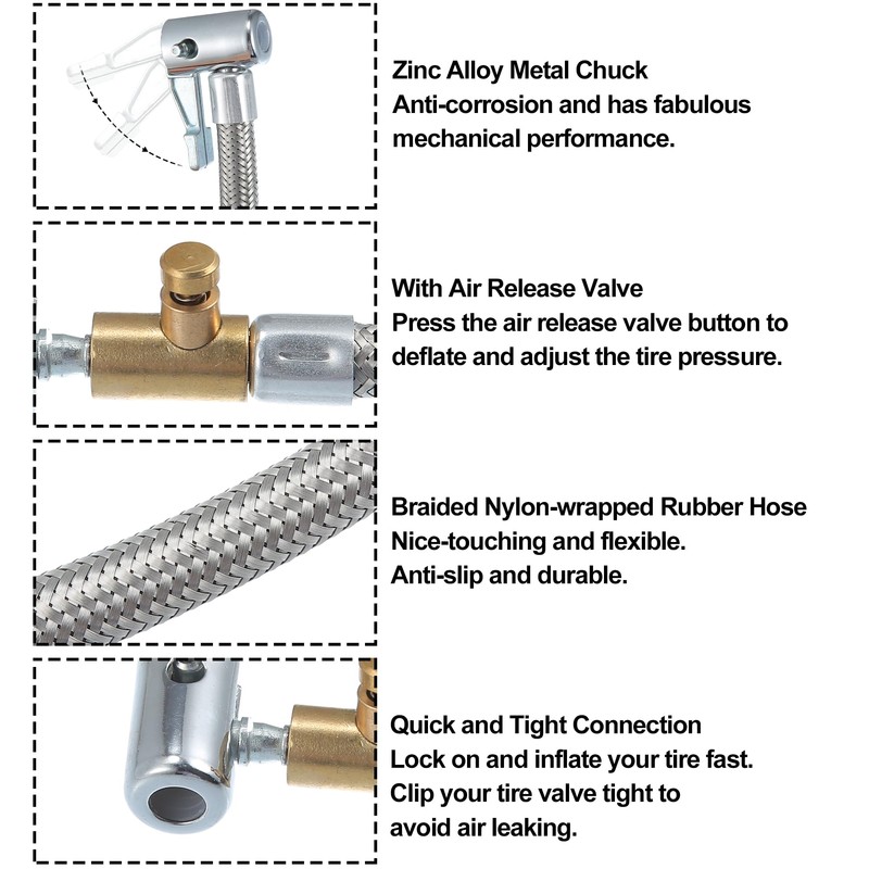X AUTOHAUX 2pcs 24" Lock Air Chuck with Air Release
