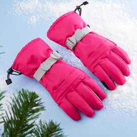 CityComfort Womens Skiing Gloves Fleece Lined Touch Screen Gloves with Zip Pocket Waterproof Windproof Snowboarding (Pink)