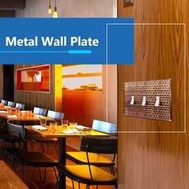 LIDER Toggle Light Switch Metal Wall Plate, Stainless Steel Switch Cover, Corrosion Resistant, Mid-Size 3-Gang 4.88" x 6.77", 201 Stainless Steel, LMWP-13M-HAC, Hammered Antique Copper