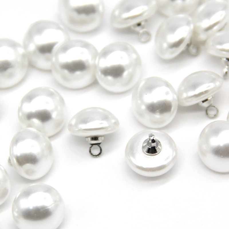 USOSOU 10mm Mushroom Semicircle Pearl Buttons, White Faux Pearl Buttons