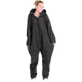 Pearl basic cuddly suit: jumpsuit made of fluffy fleece, black, size L (fleece house suit, onesie, gift ideas), black
