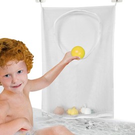 Bath Toy Storage Net Bag, Large Capacity Opening Mesh Breathable Bath Toy Net with Zipper Widely Apply Hanging Toy Storage for Bathroom Laundry Room Bedroom, with 2pcs Hooks