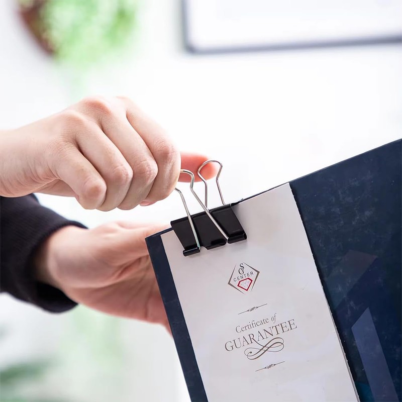 100 Pack Medium Binder Clips, Standard 32mm/1.25 in Binder, Durable