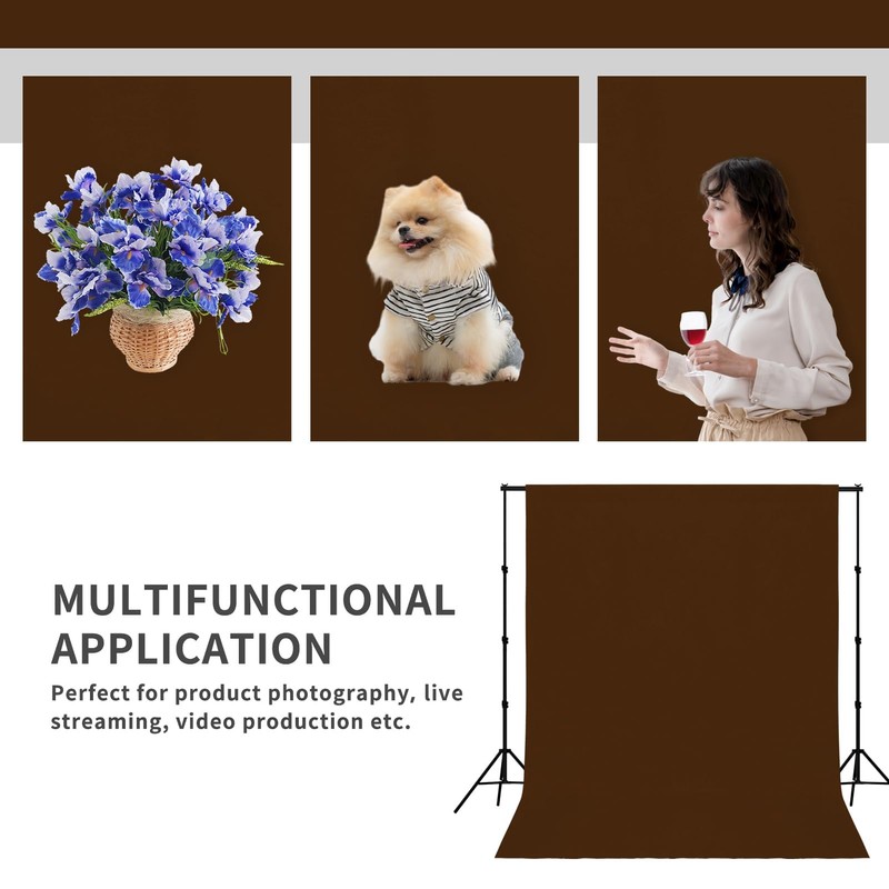 Easy-Going 5Wx7L ft Brown Background Muslin Backdrop, Photo Studio, Collapsible