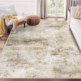 8x10 Area Rugs for Living Room Bedroom: Abstract Washable Rug with Anti-Slip Backing Non-Shedding Stain-Resistant Soft Large Carpet for Dining Room Nursery Hallway Indoor Home Office Beige Grey