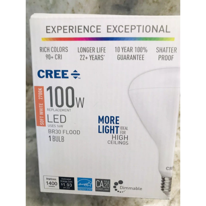 Cree 100W Equivalent Daylight (5000)BR30 Dimmable Light Quality LED Light