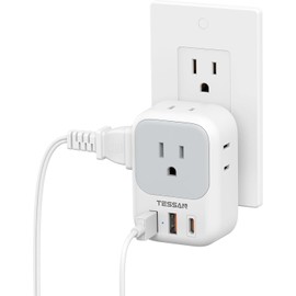 TESSAN Multi Plug Outlet Extender Wall Outlet Splitter With USB Port Adapter 20W PD