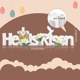 Maitys He is Risen Table Top Decoration Easter Resin Table Sign Cross Dove Flowers Easter Table Decor Easter Centerpieces for Table Top Easter Decorations for Home Dining Room Spring (White)