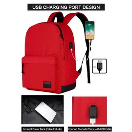 SUPACOOL Lightweight Casual Laptop Backpack for Men and Women, classic backpack for College Travel Work, Schulrucksack für Jungen, Mädchen und Teenager(red)