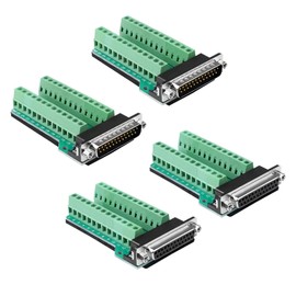 Willwewon 2 Male + 2 Female DB25 Solderless Connector, RS232 D-SUB Serial 25 Pin Port Terminal Adapter Breakout Board with Nut