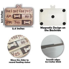 Dog Feeding Tracker-3.5'' x 5.4'' Dog Feeding Reminder Wooden Fridge Magnets-Did I Get Fed Yet-AM PM 2-Meal Feed Indication-Pet Accessories to Track & Prevent Overfeeding or Underfeeding of Pets-A02
