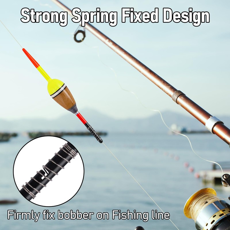 Dr.Fish 5 Pack Fishing Bobber Weighted Balsa Spring Float Cylinder