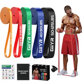 Resistance Bands Set for Men & Women - 4 Levels Exercise Band with Door Anchor, Pull Up Bands for Strength Training, Stretching, Powerlifting, Home Workouts, and CrossFit