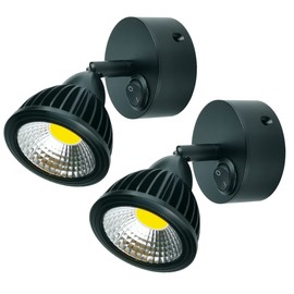 12V LED Reading Lights for RV Camper Truck Trailers Bedside Wall Mount Soft Warm White, Unique Black Metal Pack of 2
