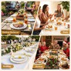 Glowserve 50 Guests 350 PCS Disposable Plastic Plates Gold Dinnerware