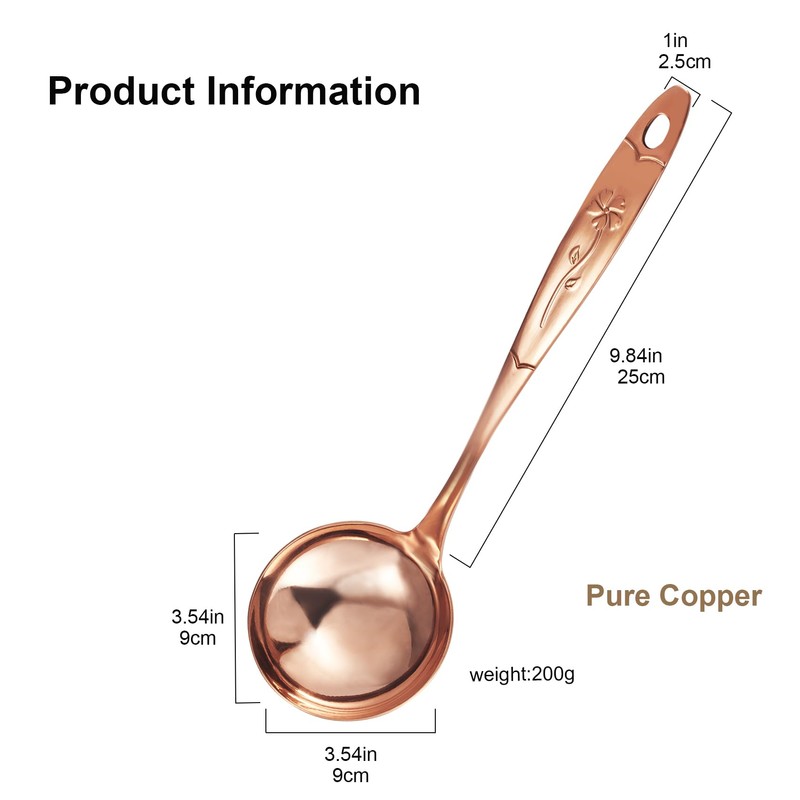 UtenoTureH Copper Spoon,Copper Spatula,Copper Spatula Turner, Pure Thickened Household Pure