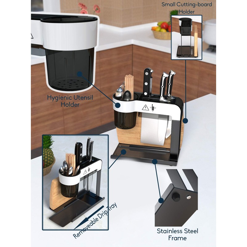 CozyBlock Black Stainless Steel Utensil & Cutlery Rack, Kitchen Compact
